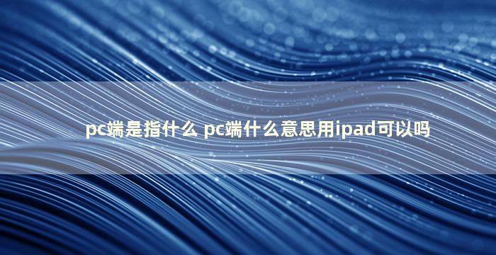 pc端是指什么 pc端什么意思用ipad可以吗